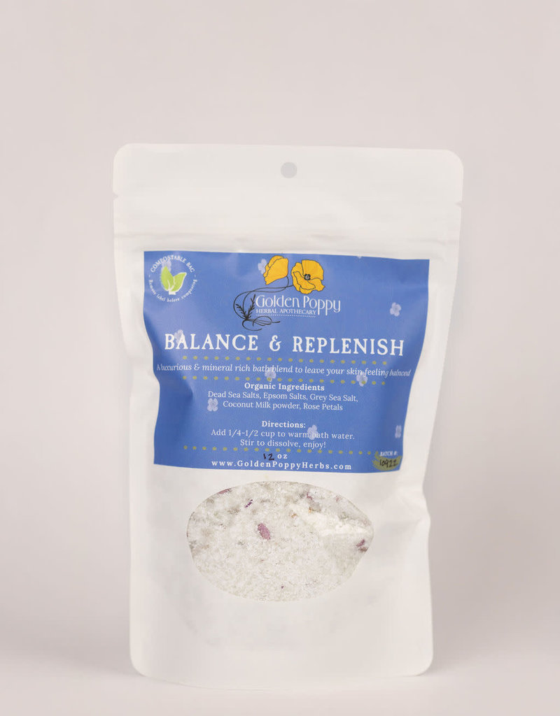 Golden Poppy Herbs Balance & Replenish Bath Salts, 12 oz