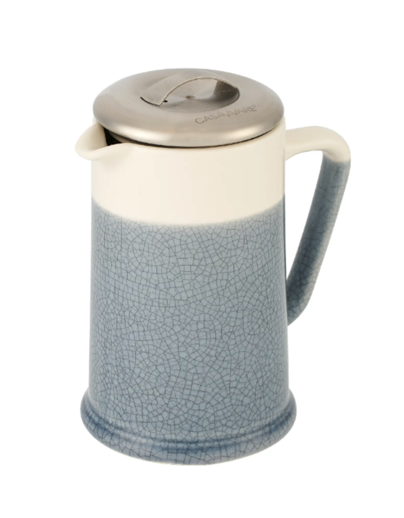 CasaWare Ceramic French Press Teapot - Crackle Blue