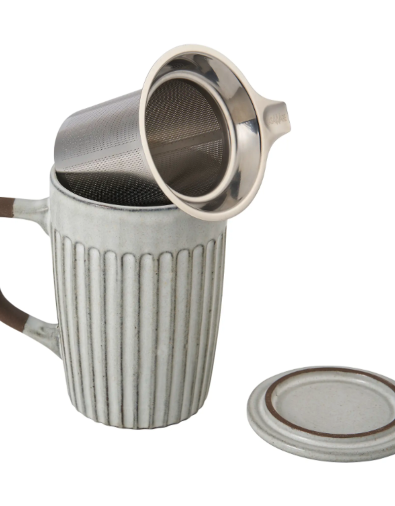CasaWare 18oz Ceramic Tea Infuser Mug - Stone Grey