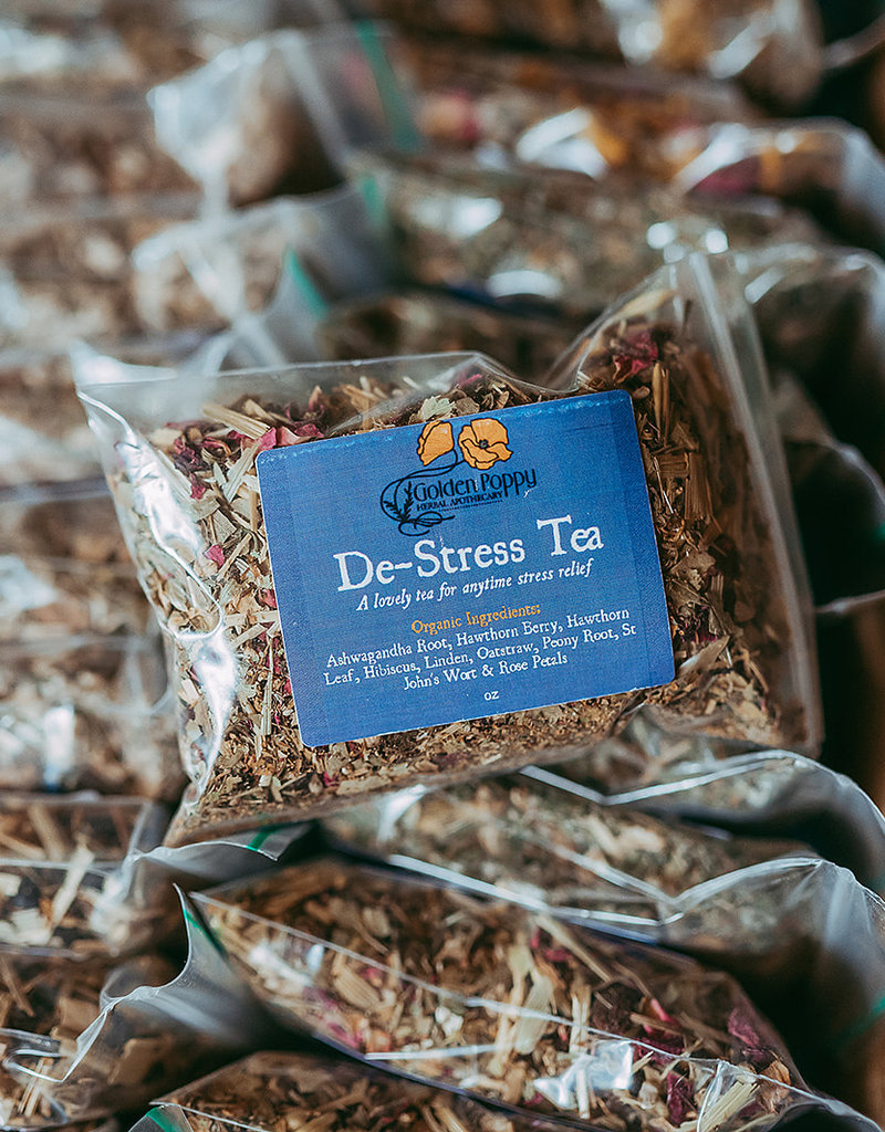 Golden Poppy Herbs De-Stress Tea, 14oz Tube (104g)