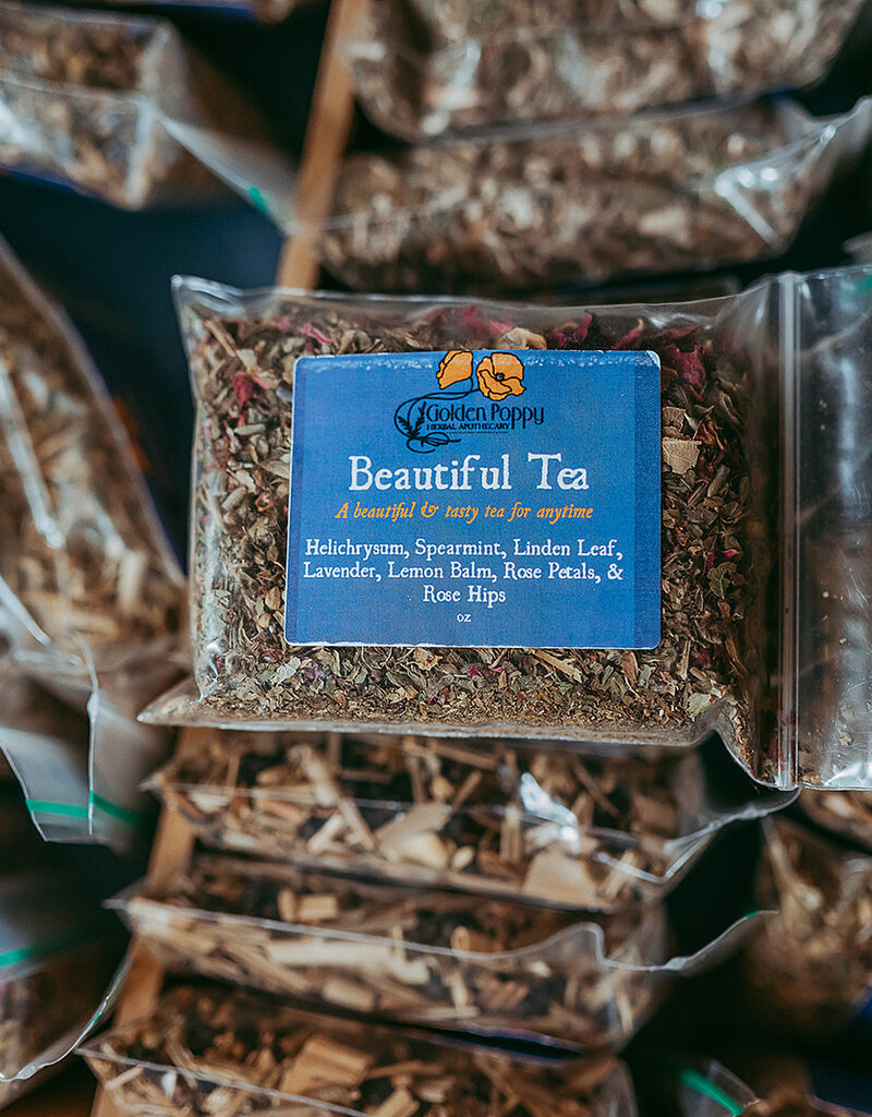 Golden Poppy Herbs Beautiful Tea, 20 oz Tube (65g)