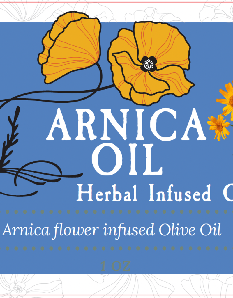 Golden Poppy Herbs Arnica Flower Infused Olive Oil, Wildcrafted, 1oz bottle