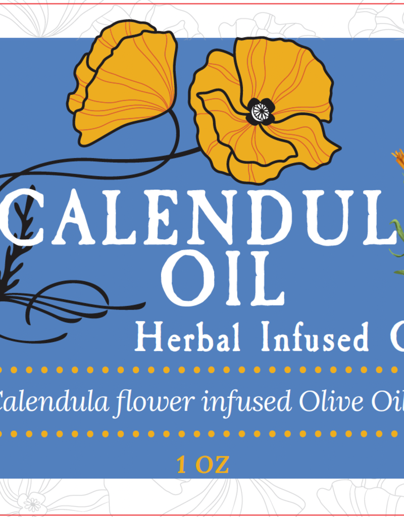 Golden Poppy Herbs Calendula Flower Infused Olive Oil, Organic, 1oz bottle