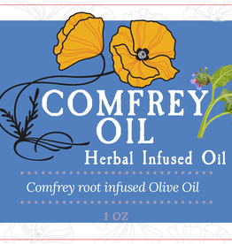 Golden Poppy Herbs Comfrey Root Infused Olive Oil, Organic, 1oz bottle