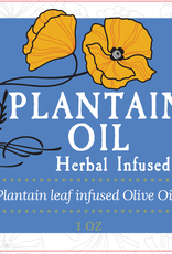 Golden Poppy Herbs Plantain Leaf Infused Olive Oil, Organic, 1oz bottle