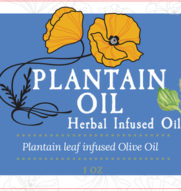 Golden Poppy Herbs Plantain Leaf Infused Olive Oil, Organic, 1oz bottle