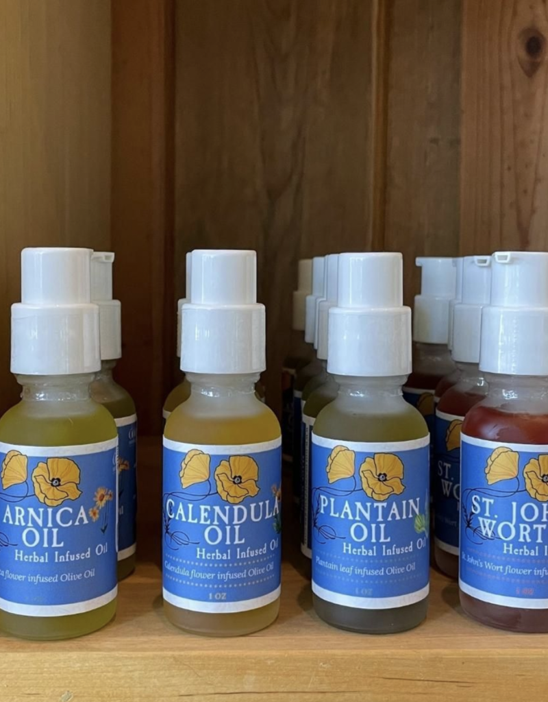 Golden Poppy Herbs Plantain Leaf Infused Olive Oil, Organic, 1oz bottle