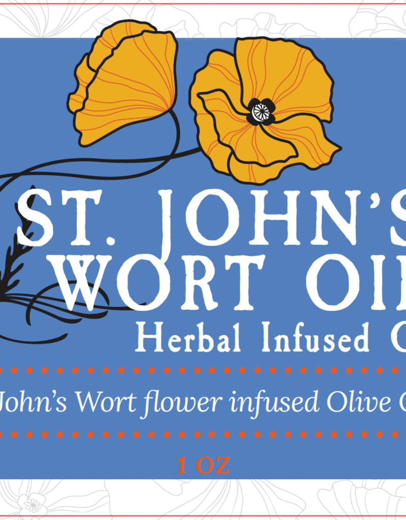 Golden Poppy Herbs Saint (St.) John's Wort Flower Infused Olive Oil, Organic, 1oz bottle
