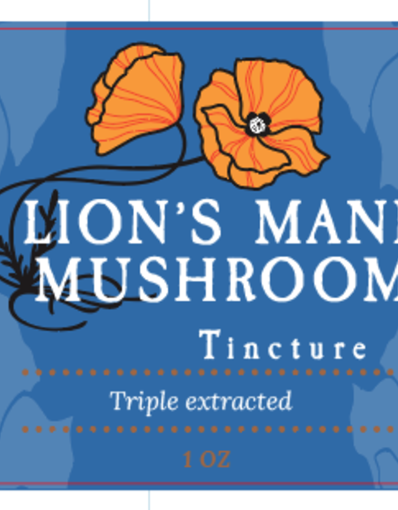 Golden Poppy Herbs Lion's Mane Mushroom Tincture 1 oz, Organic, Triple Extracted
