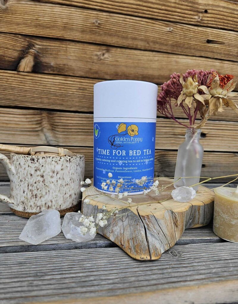 Golden Poppy Herbs Time for Bed Tea, 14oz Tube (70g)