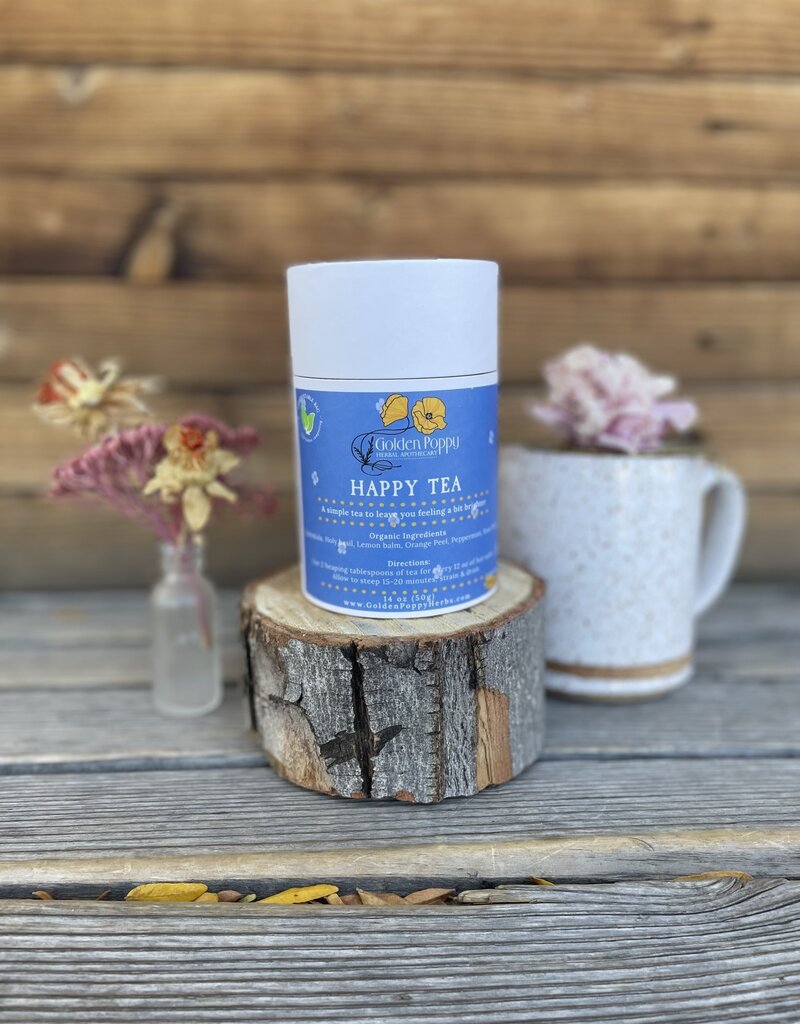 Golden Poppy Herbs Happy Tea, 14 oz Tube (63g)