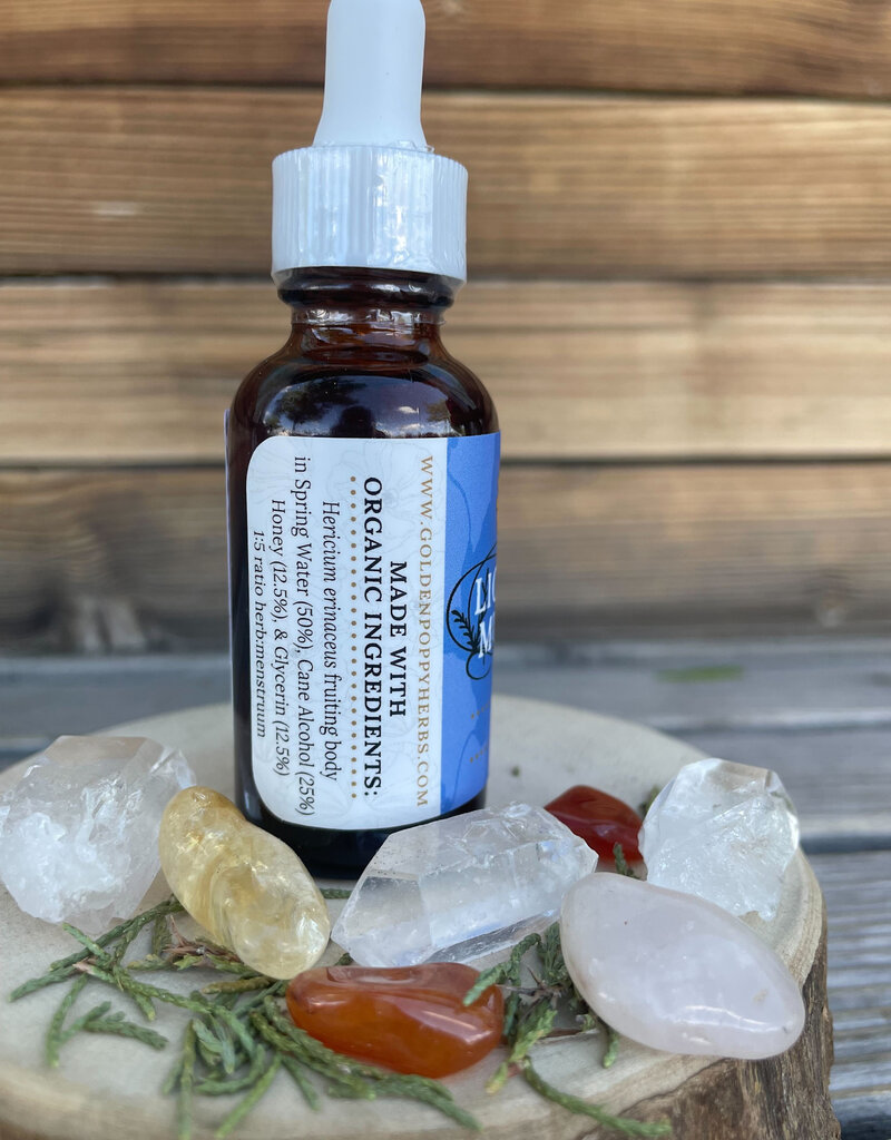 Golden Poppy Herbs Lion's Mane Mushroom Tincture 1 oz, Organic, Triple Extracted