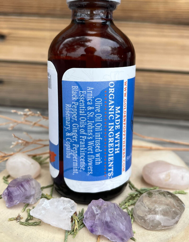 Golden Poppy Herbs Sore Muscle Body Oil, 2oz