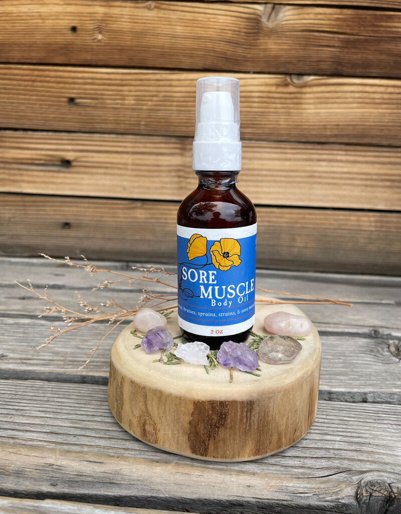 Golden Poppy Herbs Sore Muscle Body Oil, 2oz