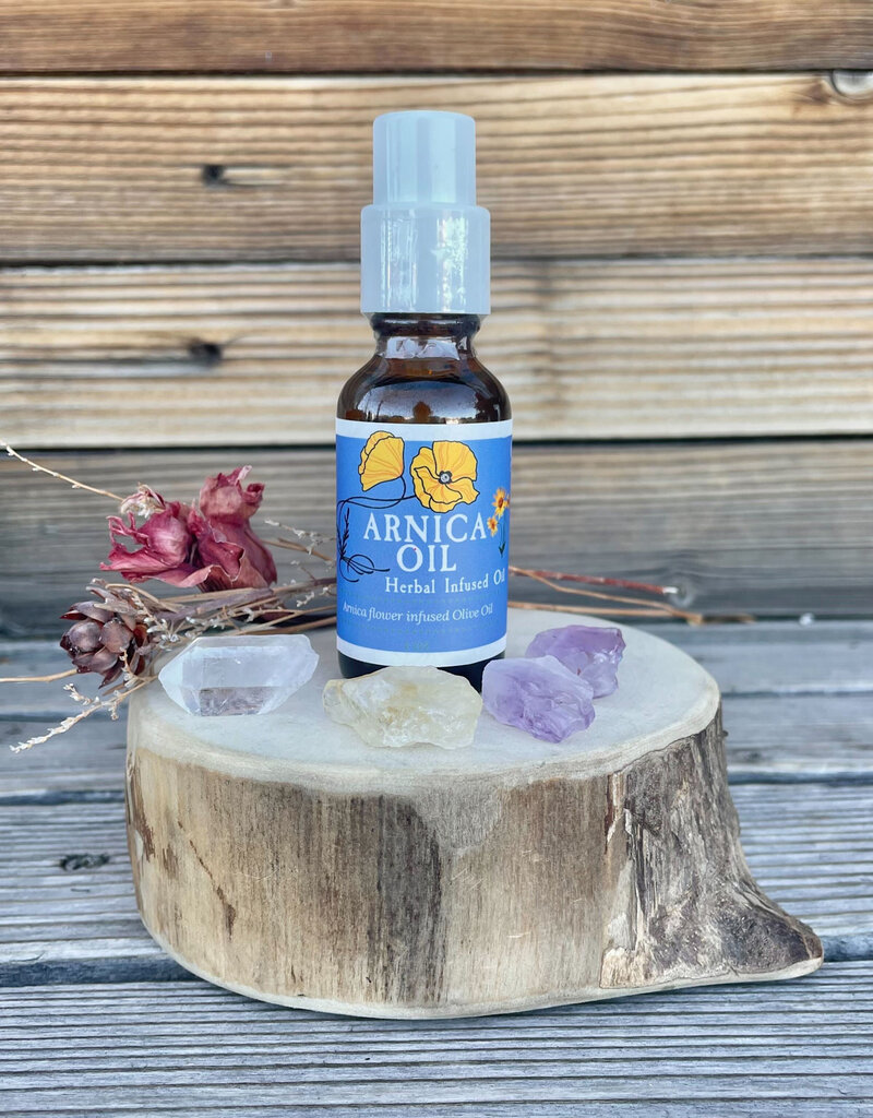 Golden Poppy Herbs Arnica Flower Infused Olive Oil, Wildcrafted, 1oz bottle