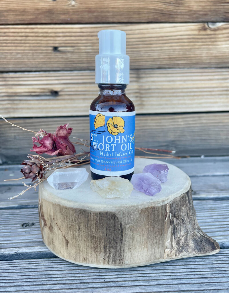 Golden Poppy Herbs Saint (St.) John's Wort Flower Infused Olive Oil, Organic, 1oz bottle