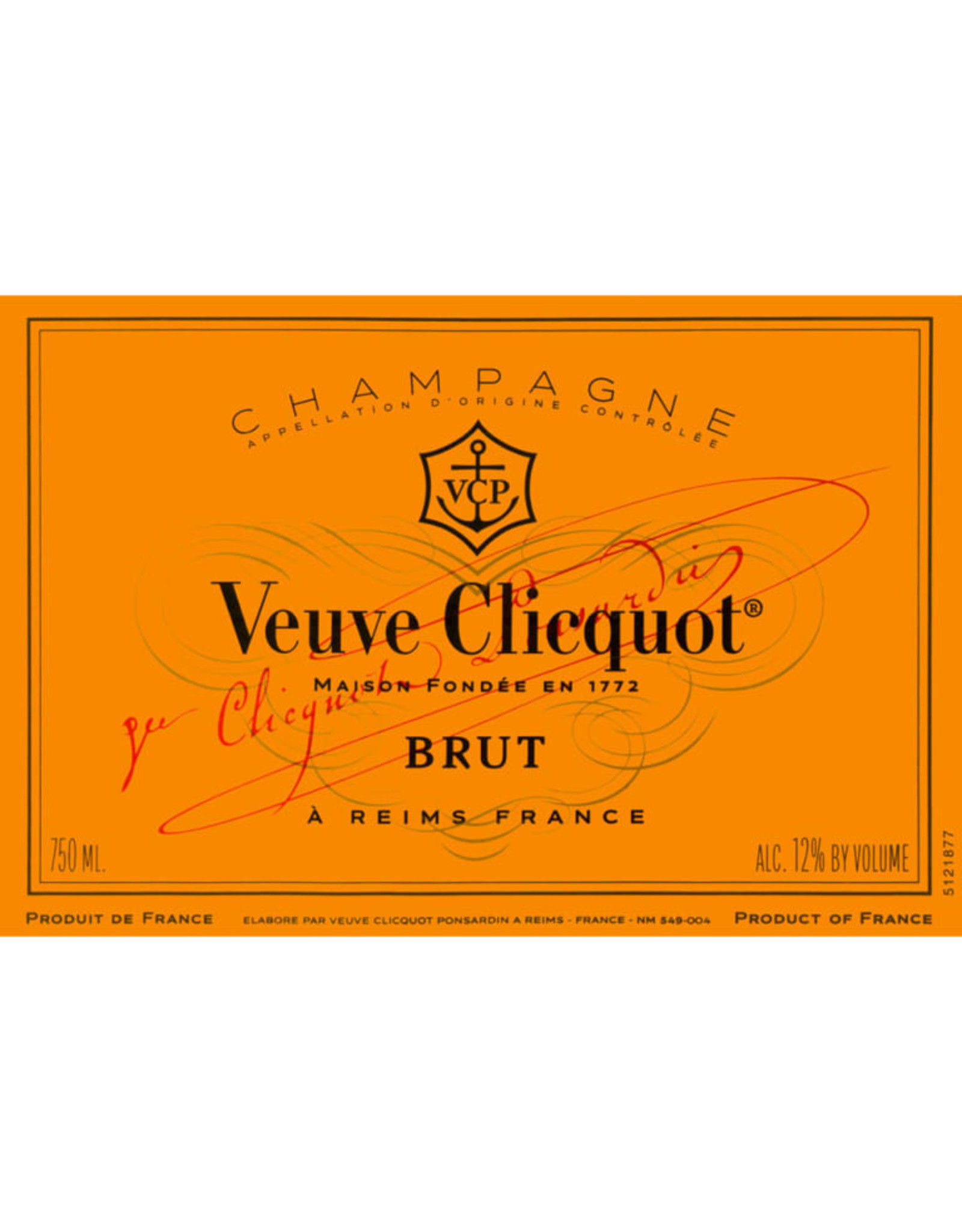 Veuve Clicquot Ponsardin Yellow Label Brut Champagne 750ml Bottle