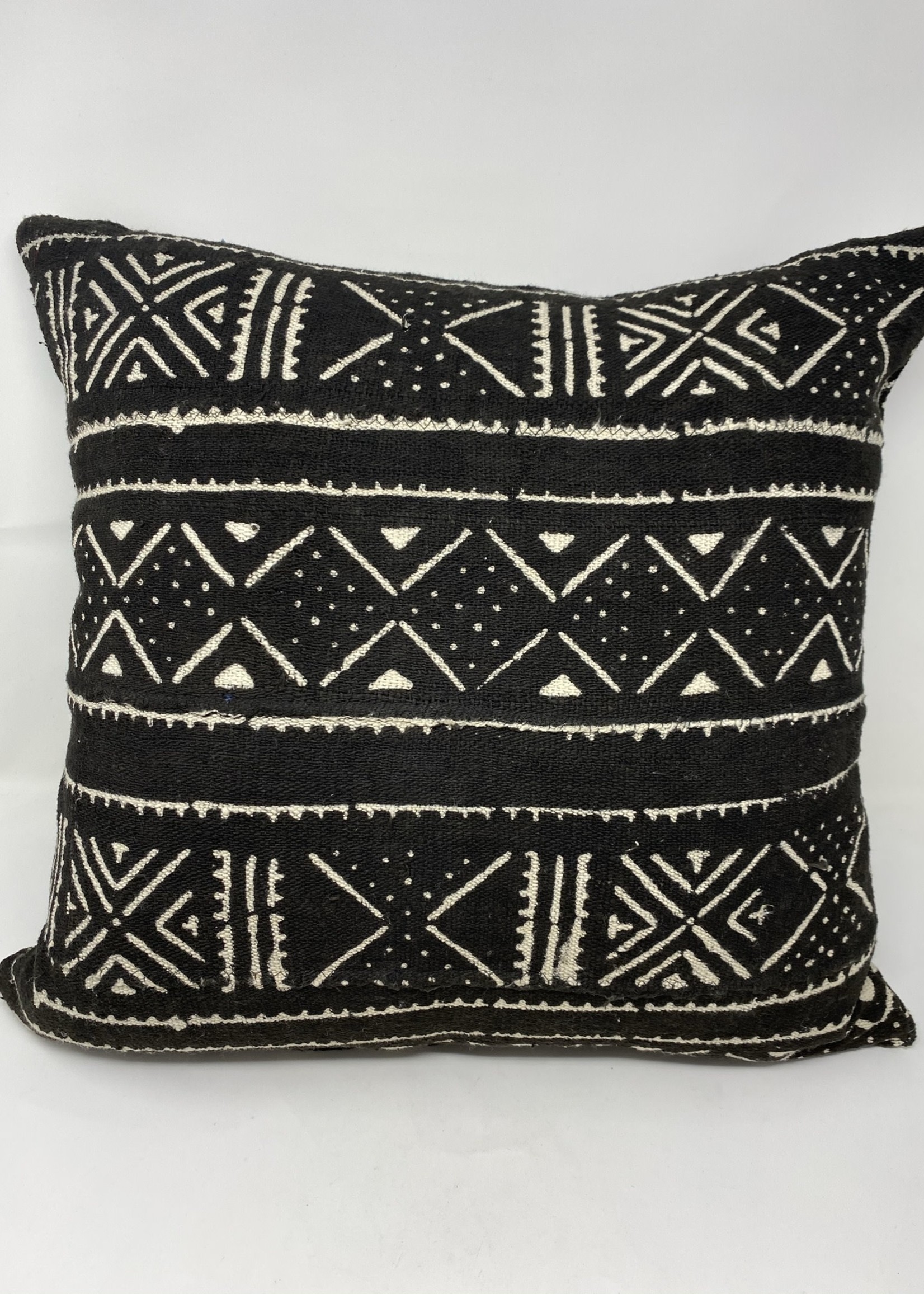 DOUBLE SIDED With Insert White With Black Dashed Lines Dash Line African  Mudcloth Pillow Insert Included Two Side 2 Sides 