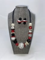 ZEBRA MEDLEY NECKLACE SET(RED)