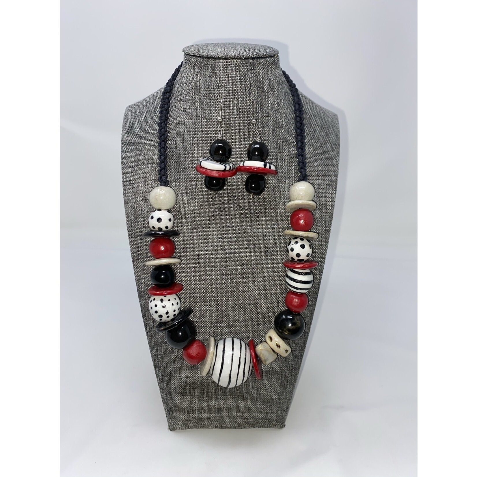 ZEBRA MEDLEY NECKLACE SET(RED)