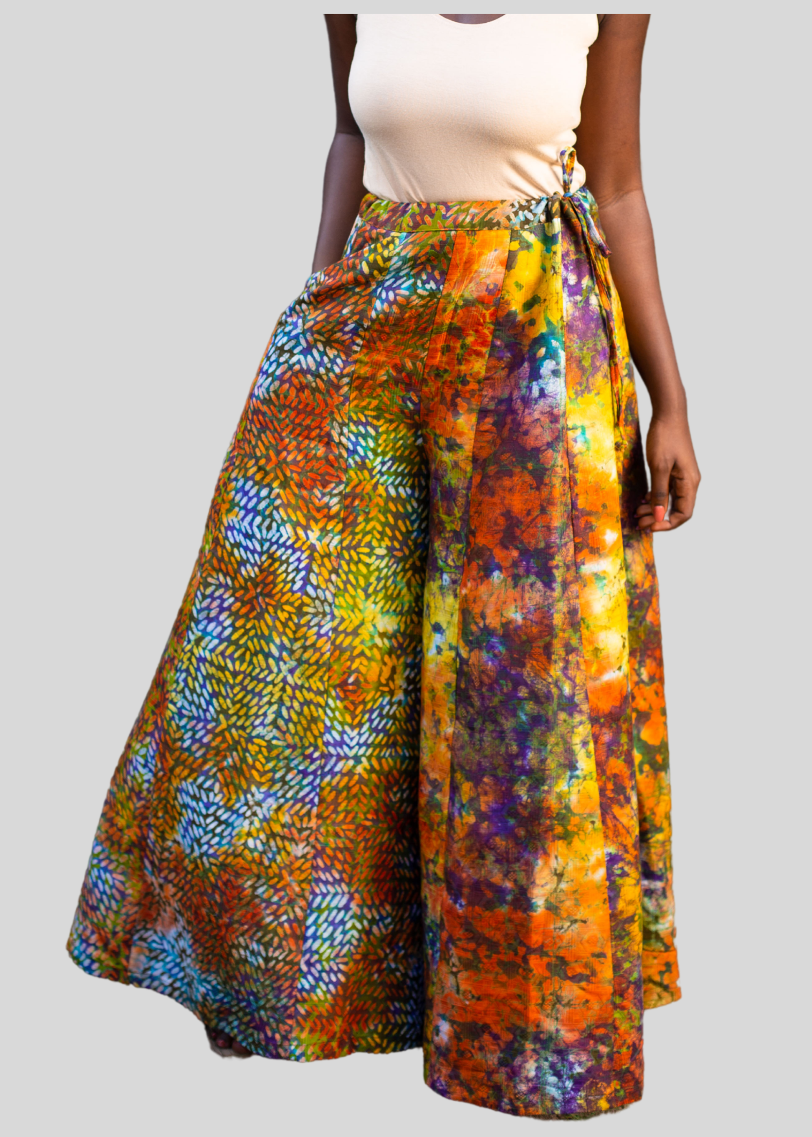 EXTRA WIDE LEG BATIK PANTS - SARAH KUENYEFU COLLECTION