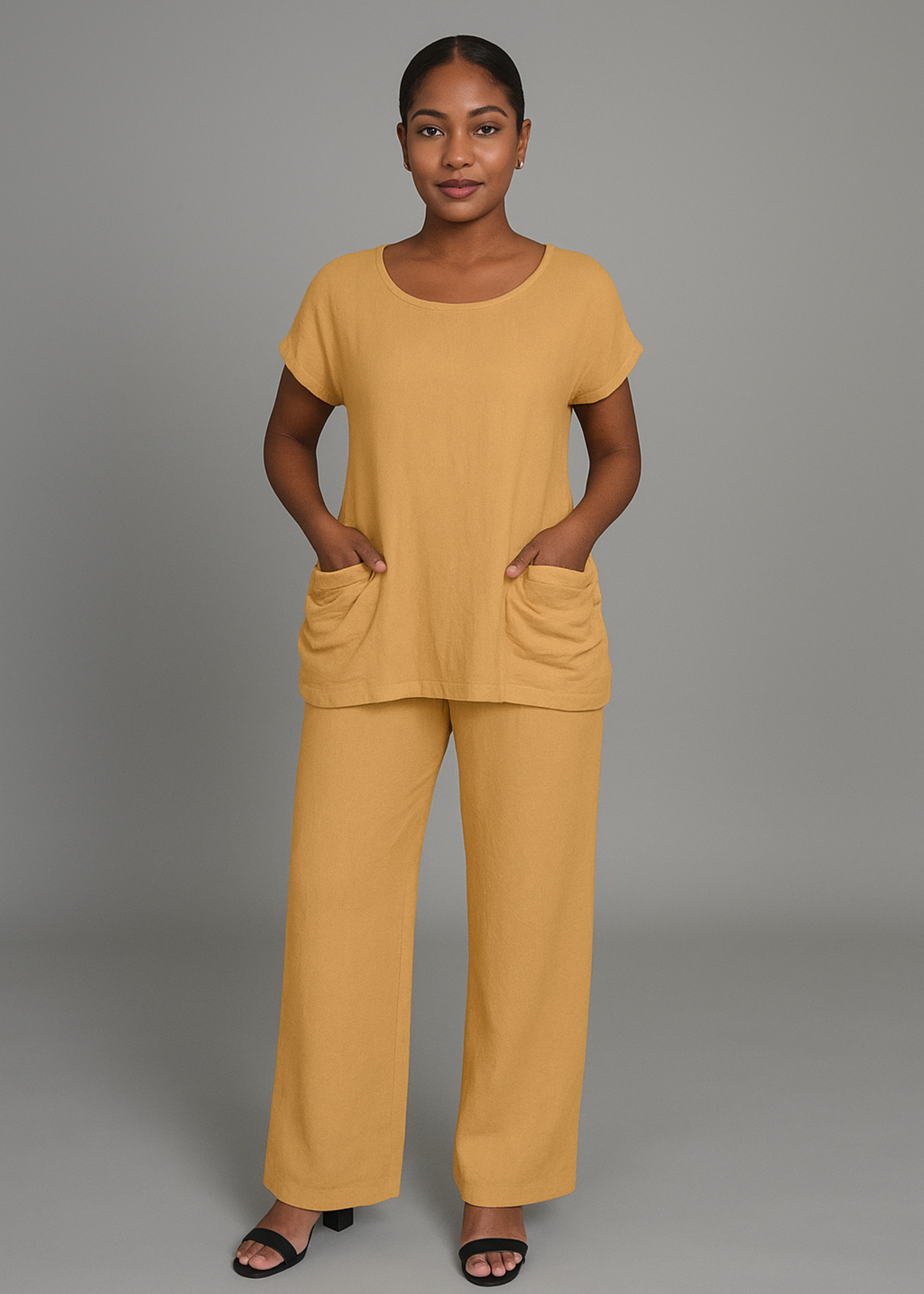 SARAH KUENYEFU 2PC PANTS AND POCKET TOP SET
