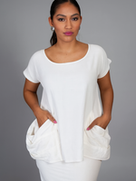 SARAH KUENYEFU POCKET TOP CAP-SLEEVE/Santa Barbara