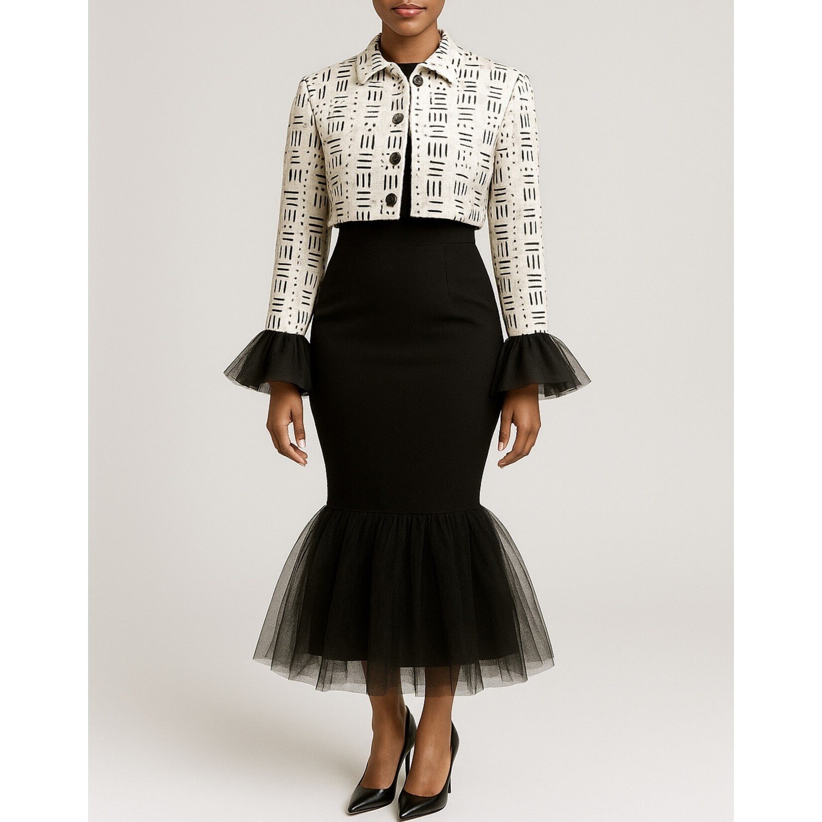 SARAH KUENYEFU Sleeveless Dress w/ Tulle