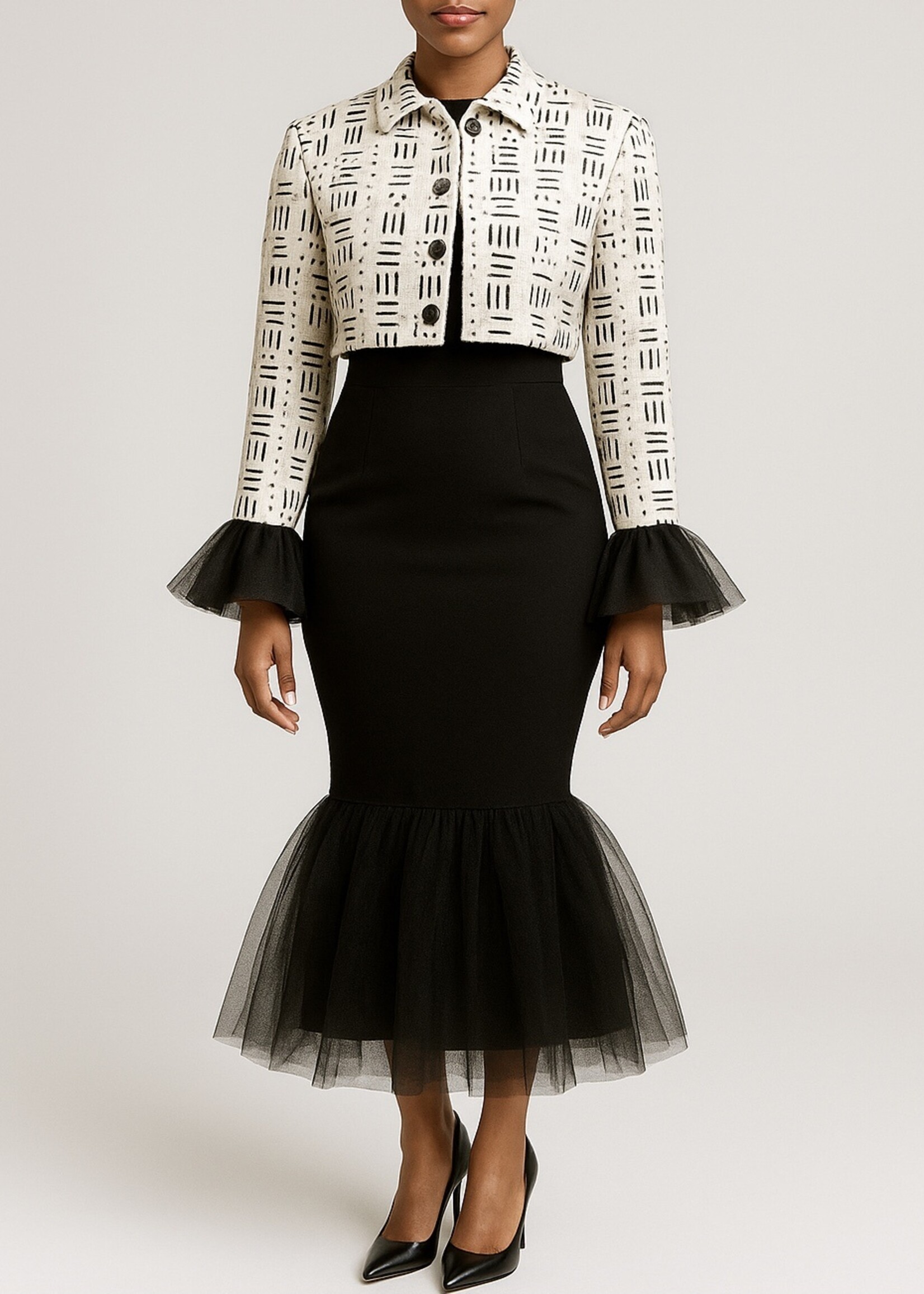 SARAH KUENYEFU Sleeveless Dress w/ Tulle