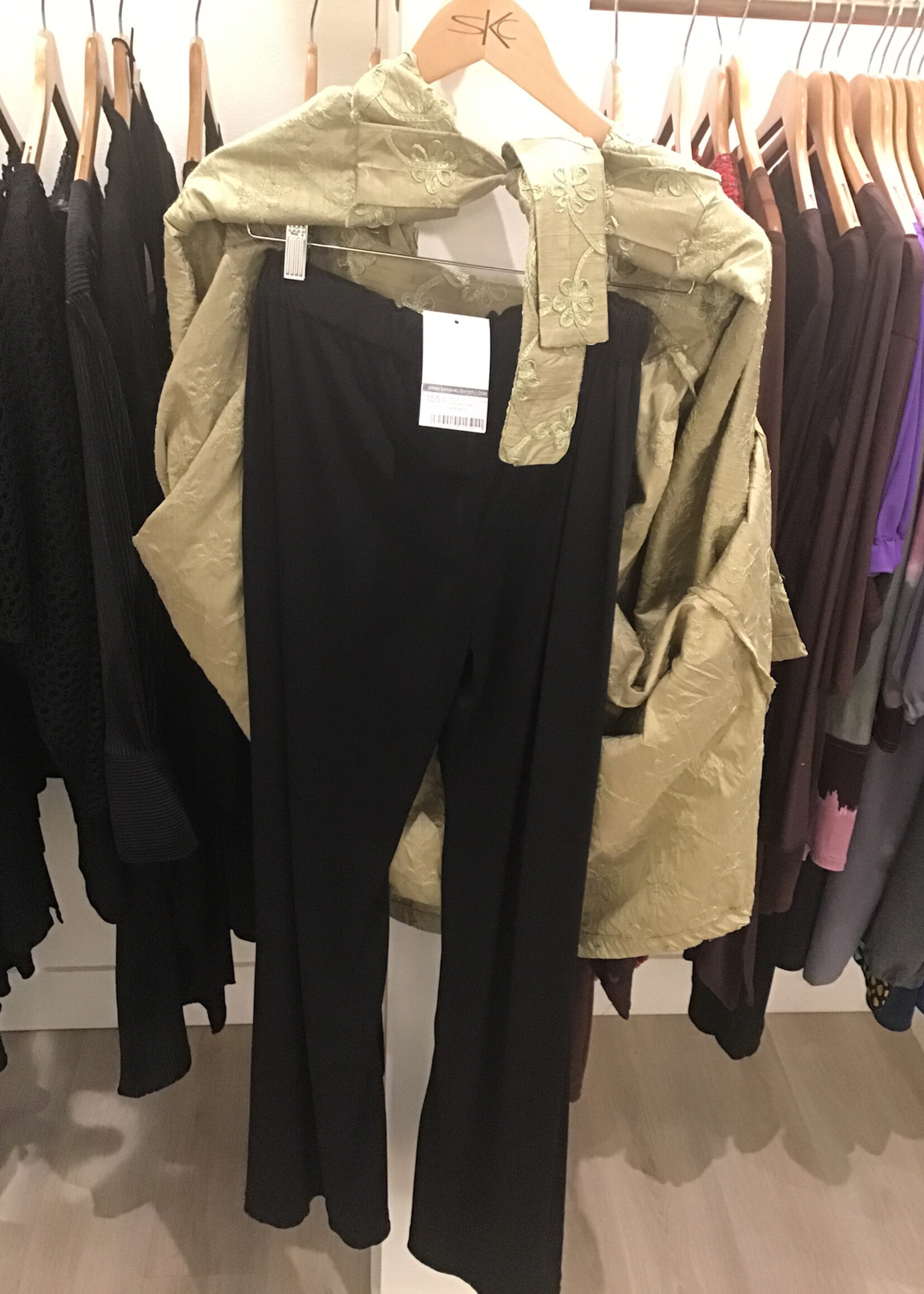 SARAH KUENYEFU WIDE LEG COUTURE JERSEY PANTS