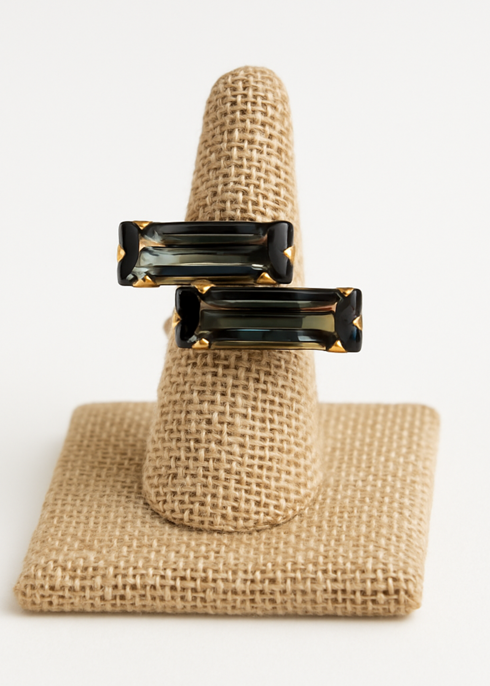 SKC BAGUETTE ASYMMETRICAL RING GOLD/Smoke Grey