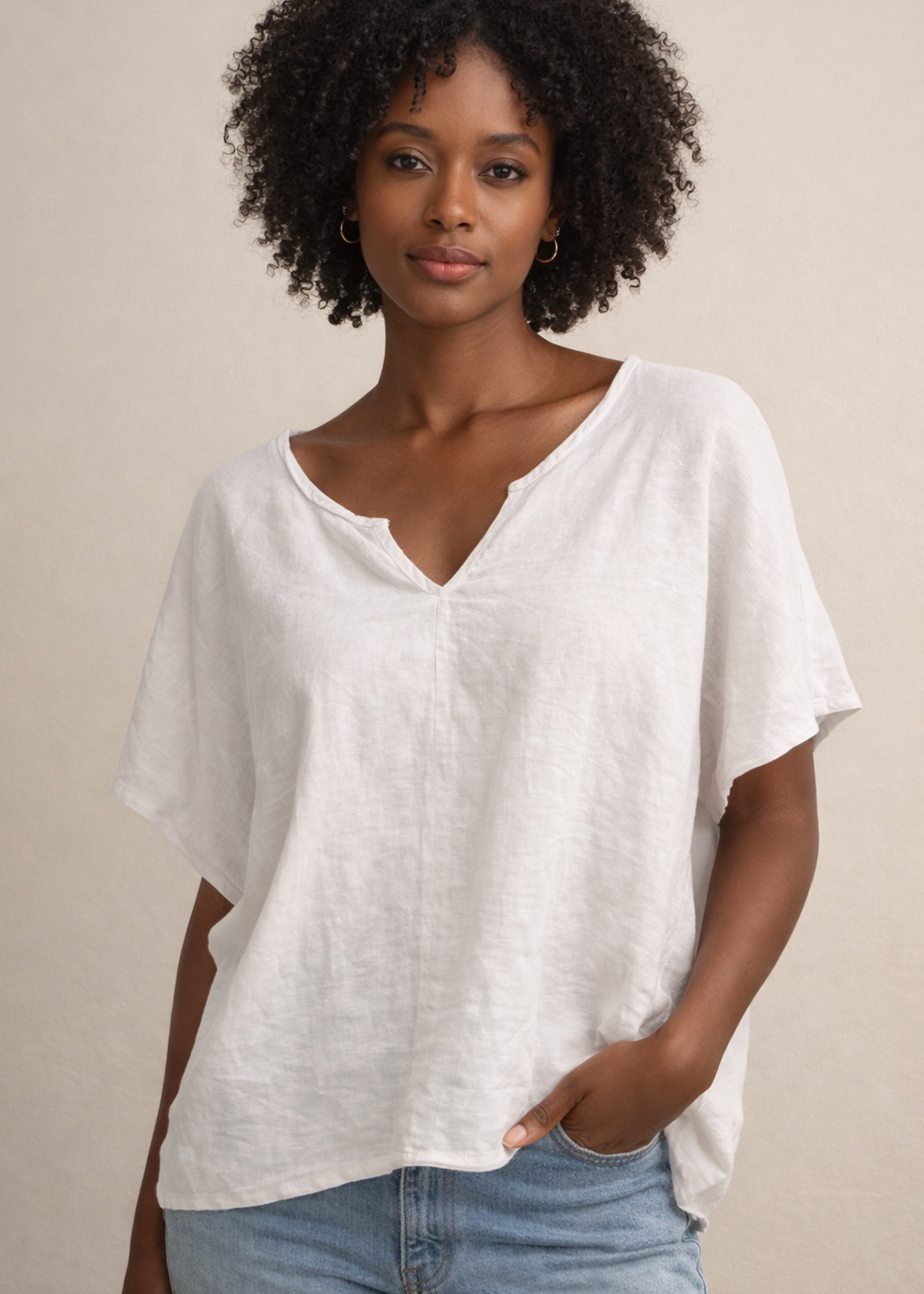 SKC CAP SLEEVES LINEN TOP