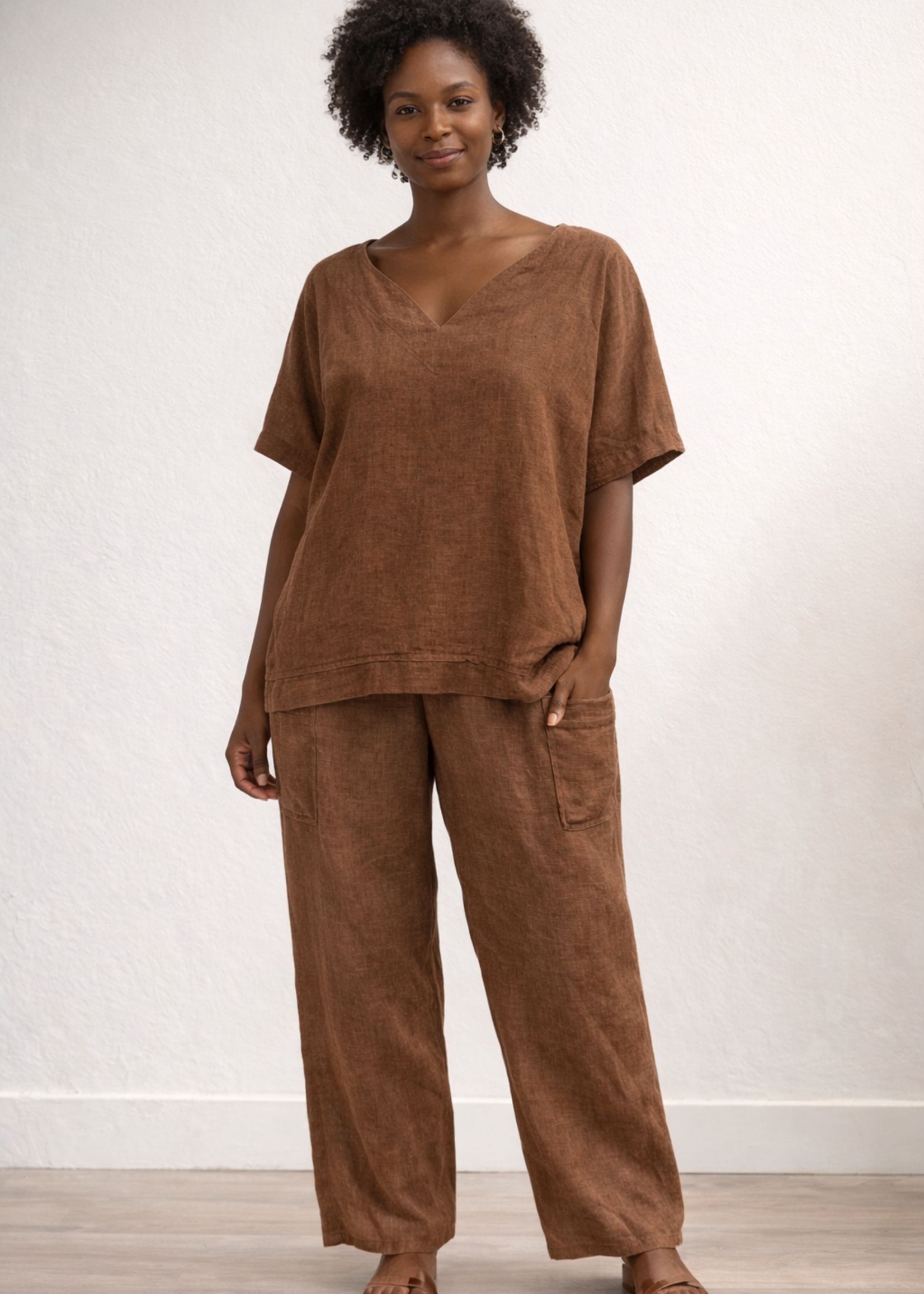 SKC CAP SLEEVES LINEN TOP