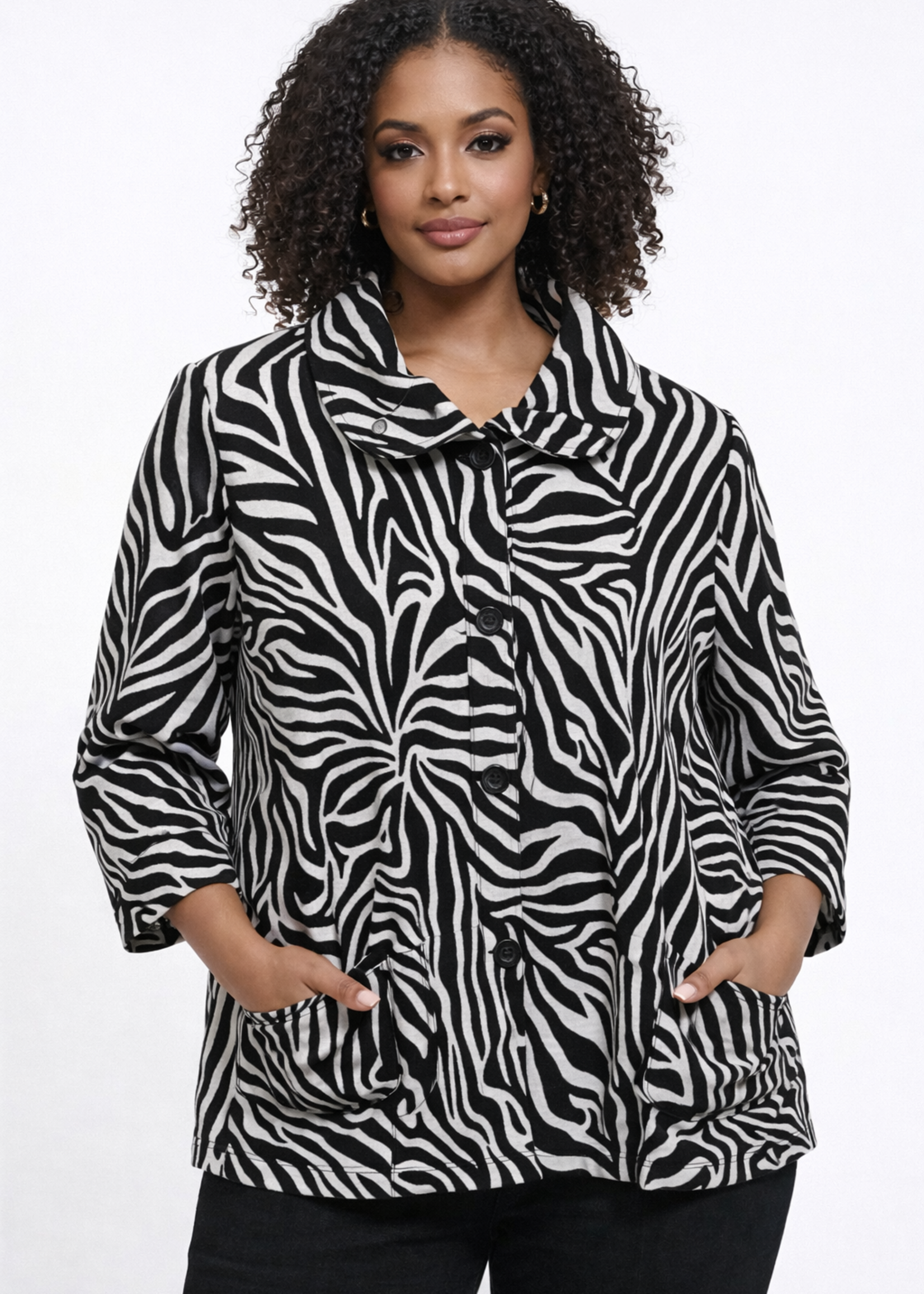 carine apparel Pattern Button Knit Jacket