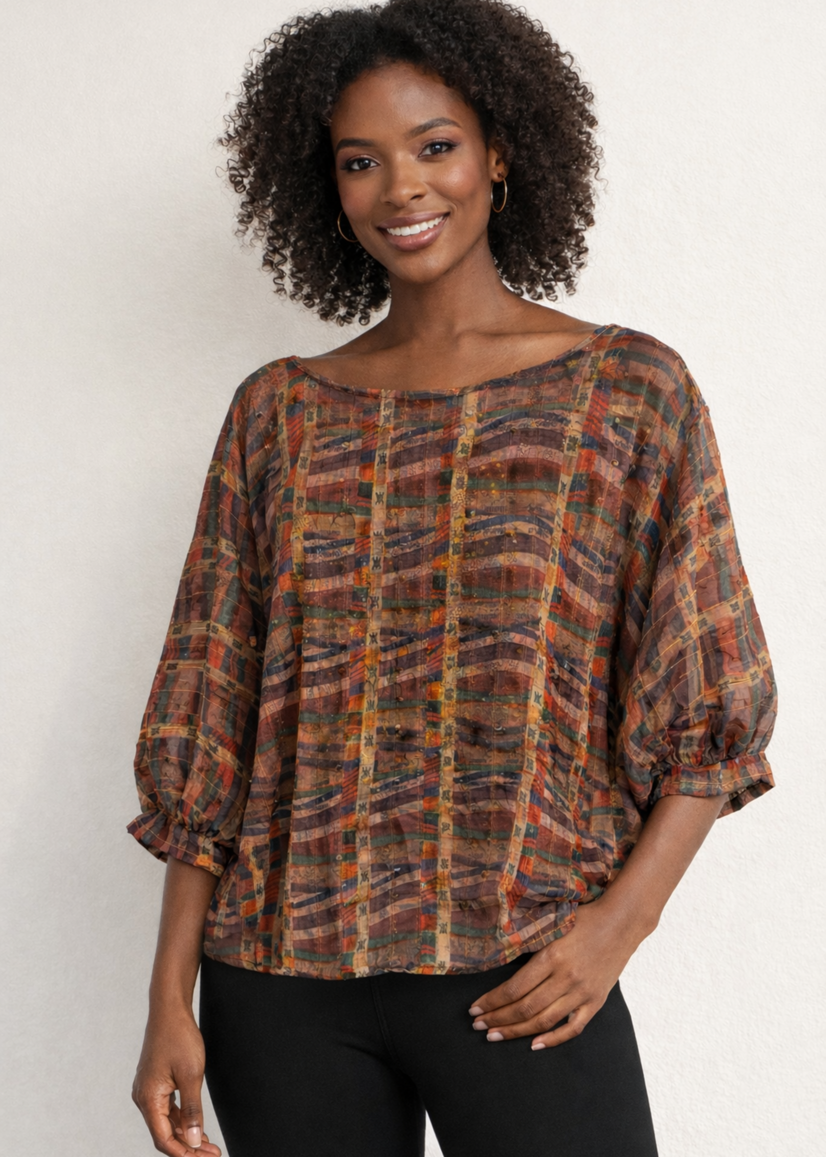 HAND DYED SILK OVERLAY LONG TOP