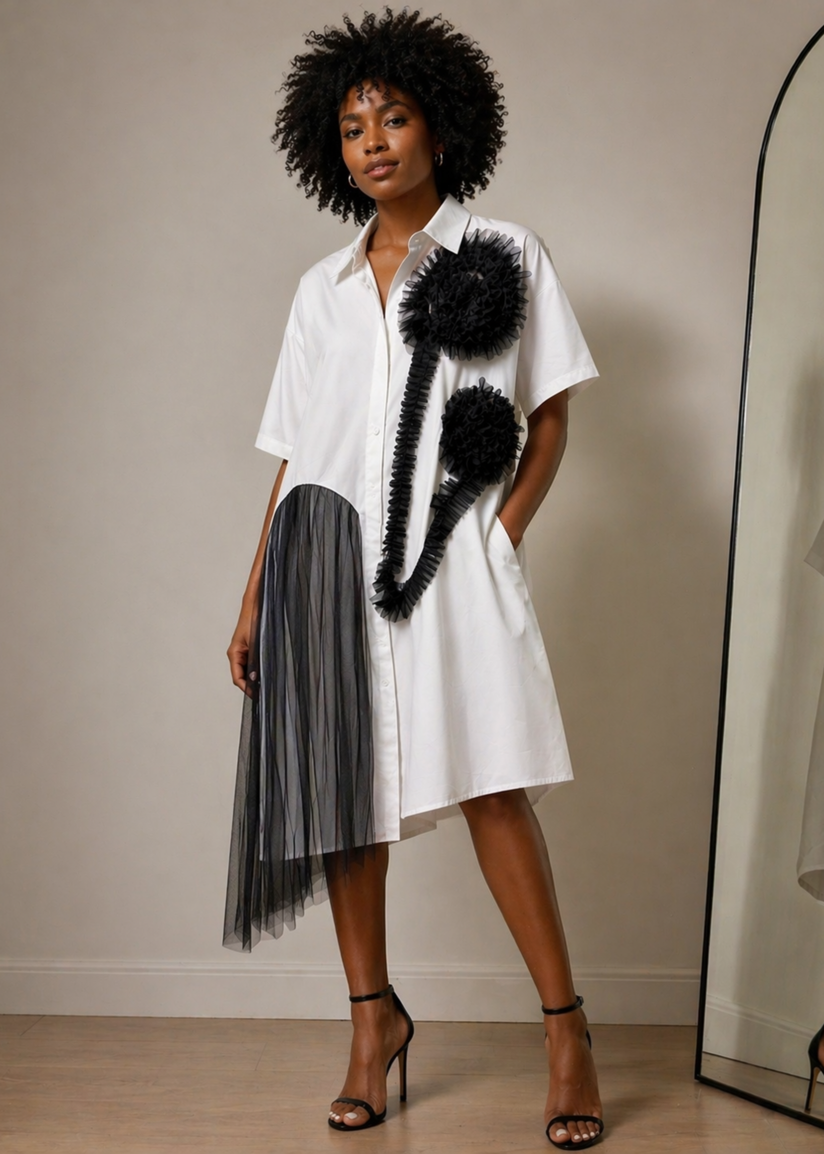 Tulle Trim ShirtDress