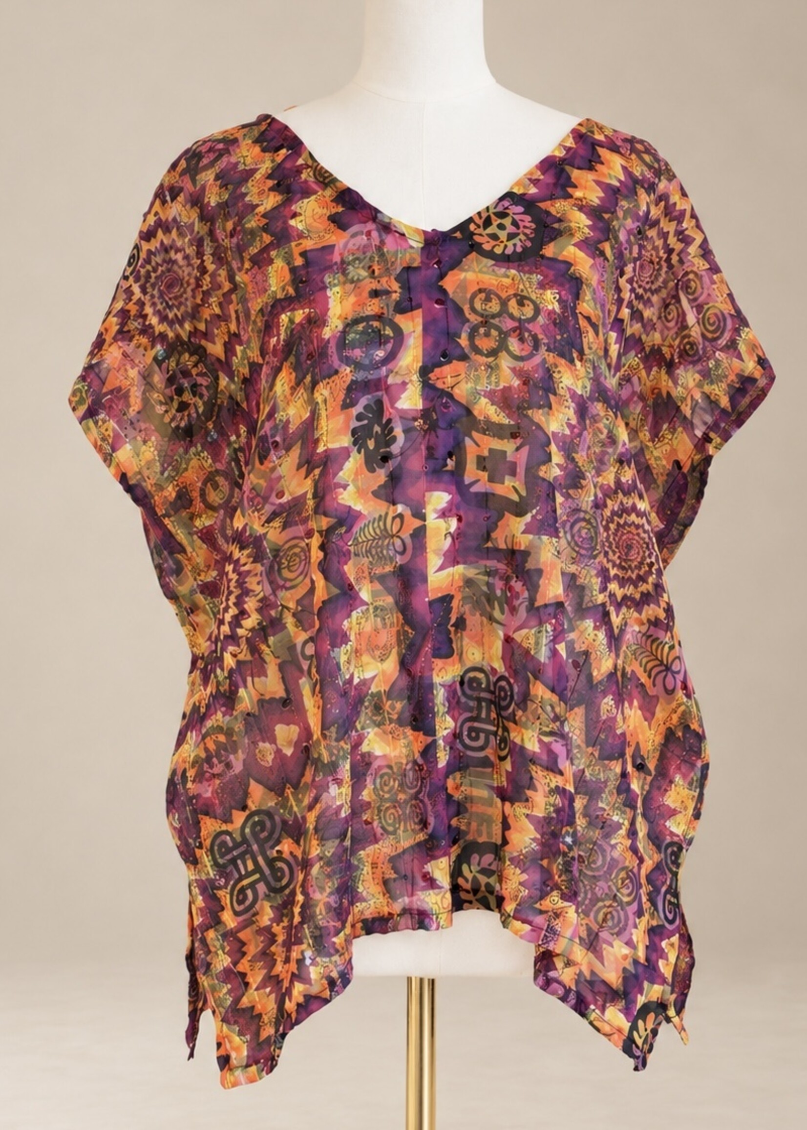 HAND DYED SILK OVERLAY LONG TOP