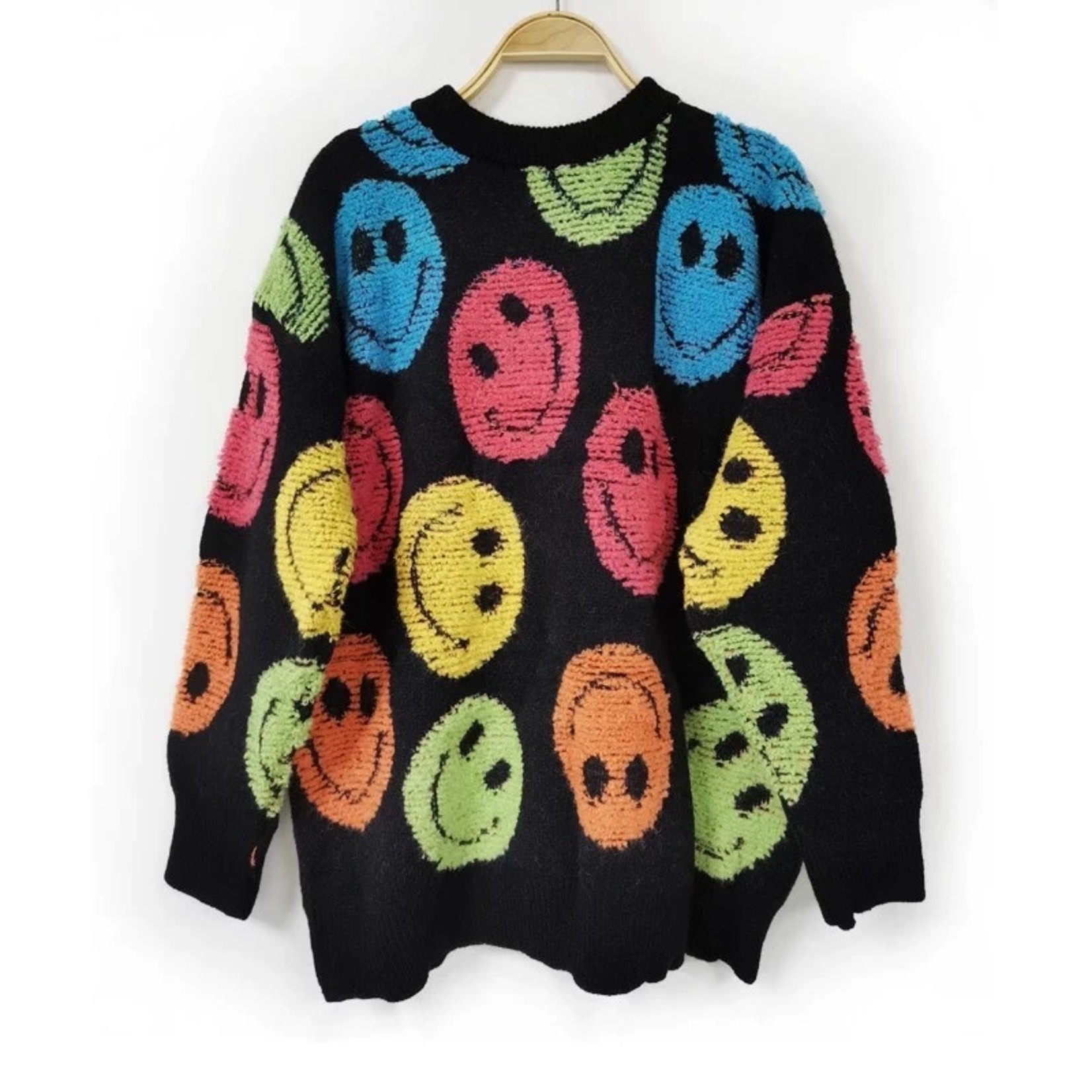 Fuzzy Oversized Smiley Face Sweater - Enterprise Crossing LLC.