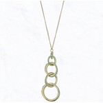 Metal Circle Jade Bead Linked Pendant Long Necklace