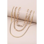 Diamond Paperclip Layered Chain Necklace Set