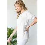 Heimish Plus Size Ribbed Puff Sleeve Top with Stitch
