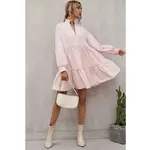 Bellissima Fashion Frilled Stand Collar Long Sleeve Dress