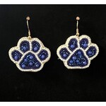 Viola Blue and White Paw Print Earrings