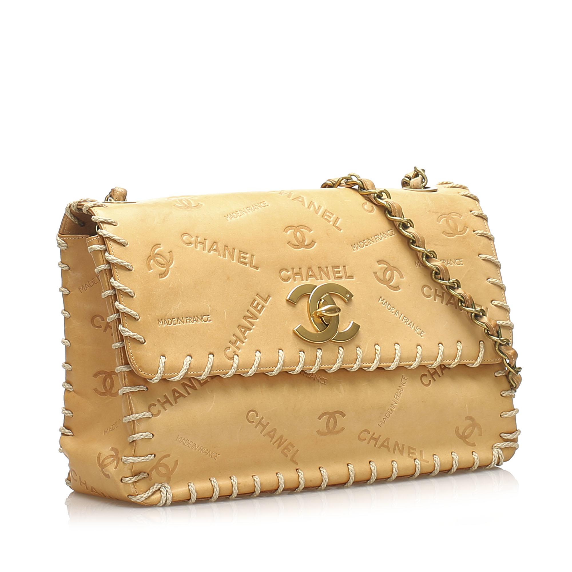 Chanel Turnlock Whipstitch Lambskin Leather Shoulder Bag - Marmalade