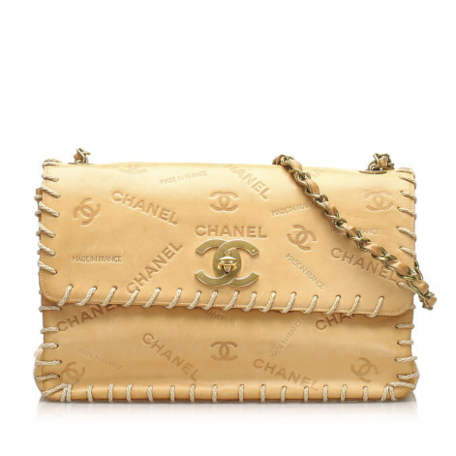 Chanel Turnlock Whipstitch Lambskin Leather Shoulder Bag  Marmalade