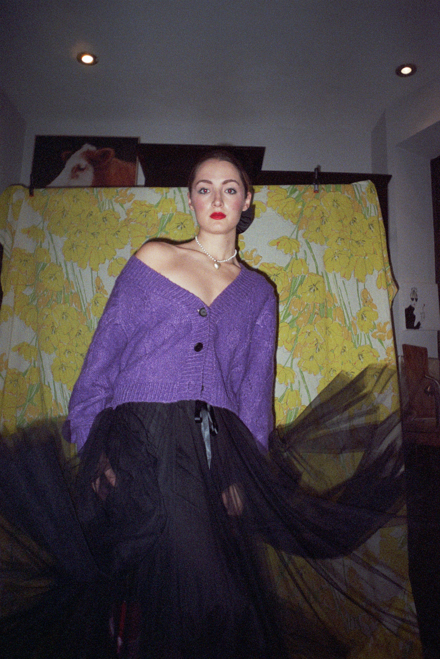 violet cardigan