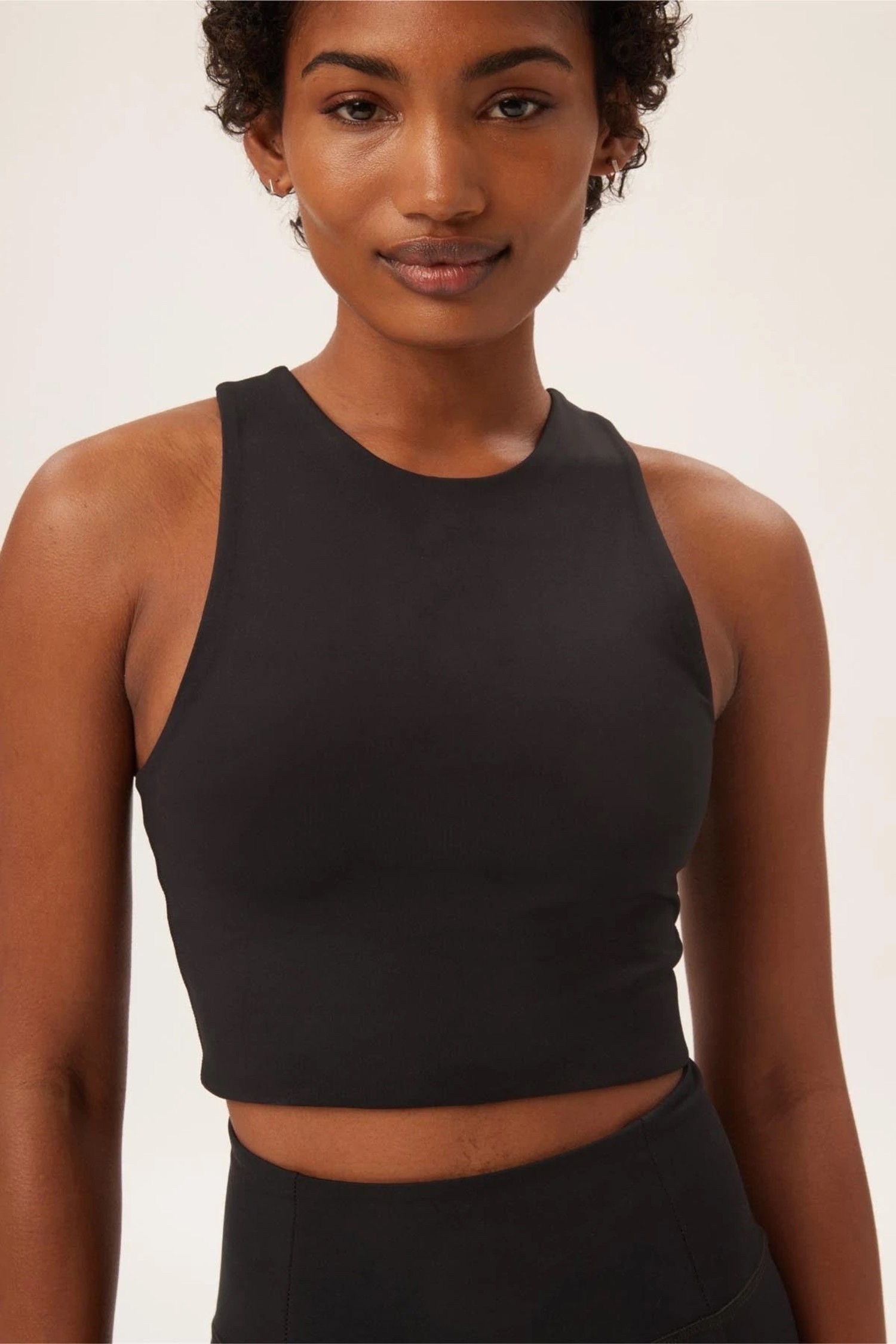 Girlfriend Collective S Dylan Longline Workout Crop Top in Twig