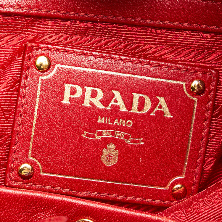 Prada Bow Lambskin Leather Shoulder Bag Marmalade