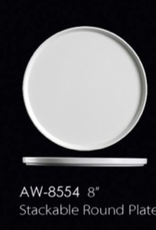 UNIVERSAL ENTERPRISES, INC. AW-8554 8” Stackable Round Plate 24/cs white