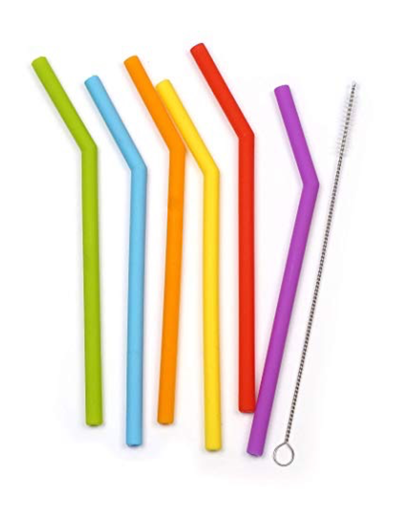 RSVP INTERNATIONAL INC Special order SILI-65 RSVP Silicone Straws Small Different Colors + Cleaning Brush